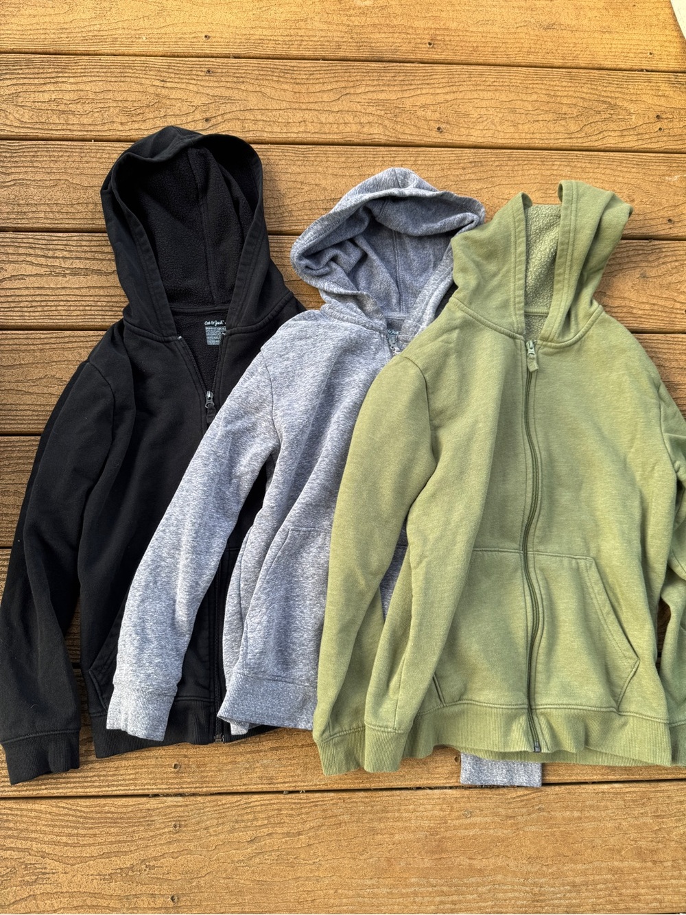 Zip Hoodie Trio - Black,Gray, Green